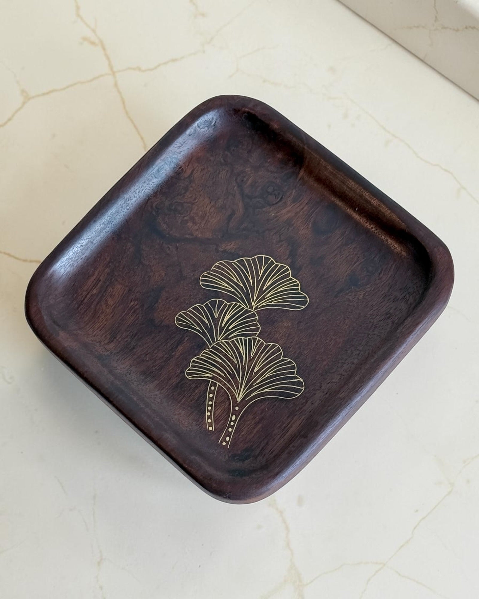 Vanika Sheesham Tarkashi Tray (6 × 6”)