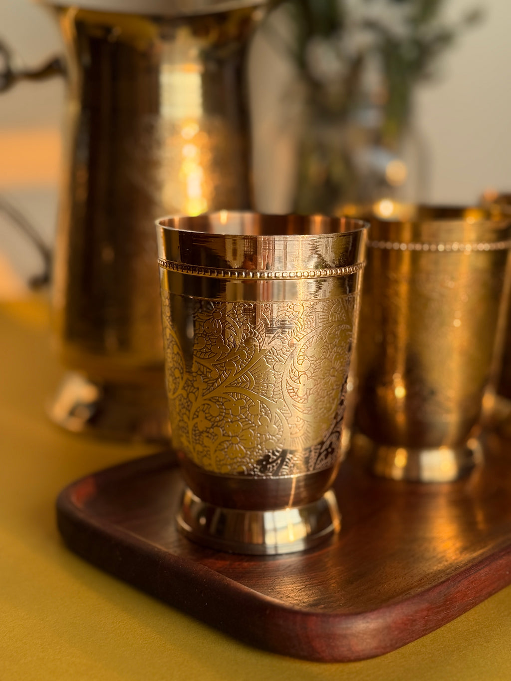 Sattva Brass Desi Glass Set (Set of 2)