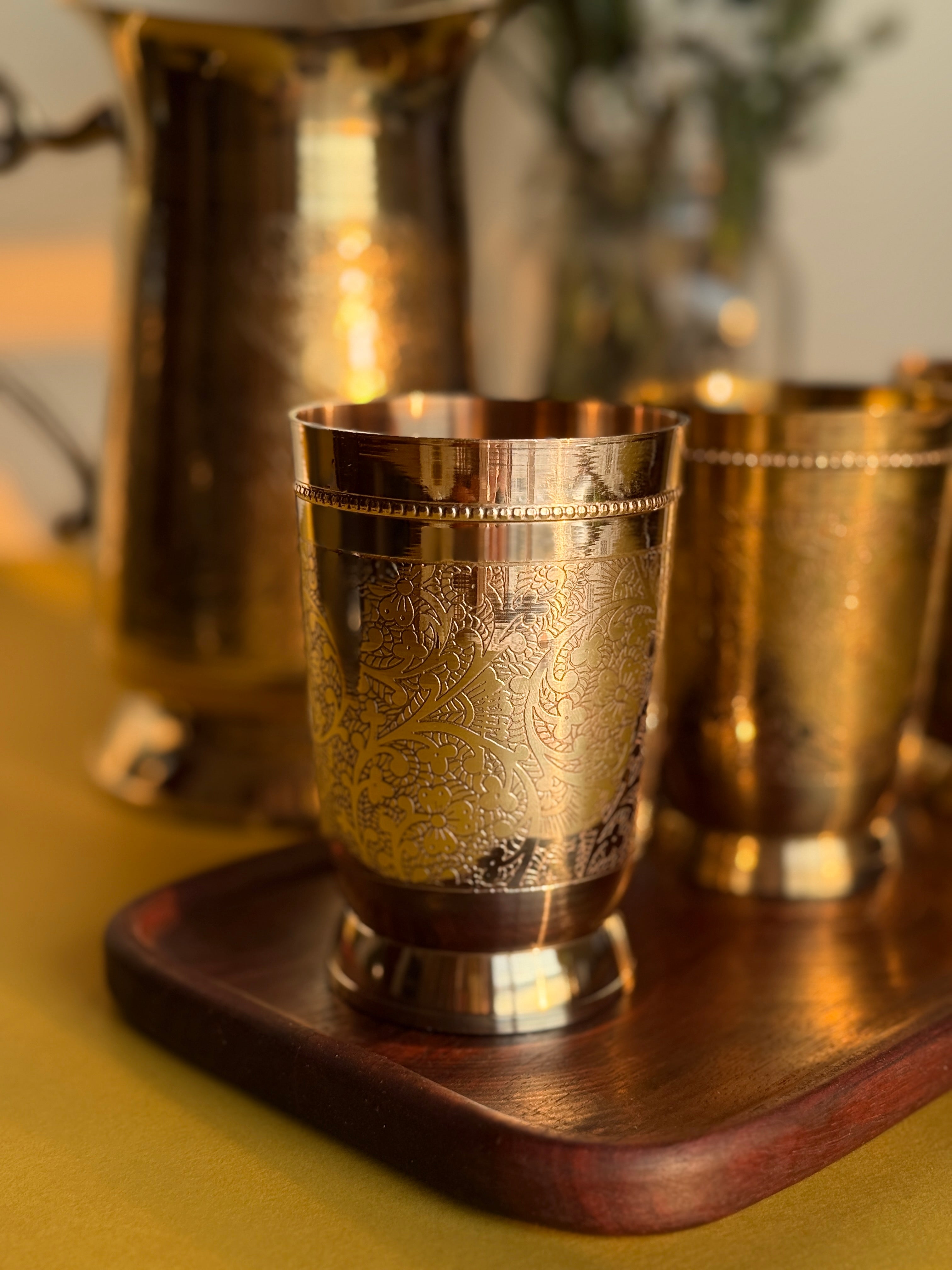 Sattva Brass Desi Glass Set (Set of 2)
