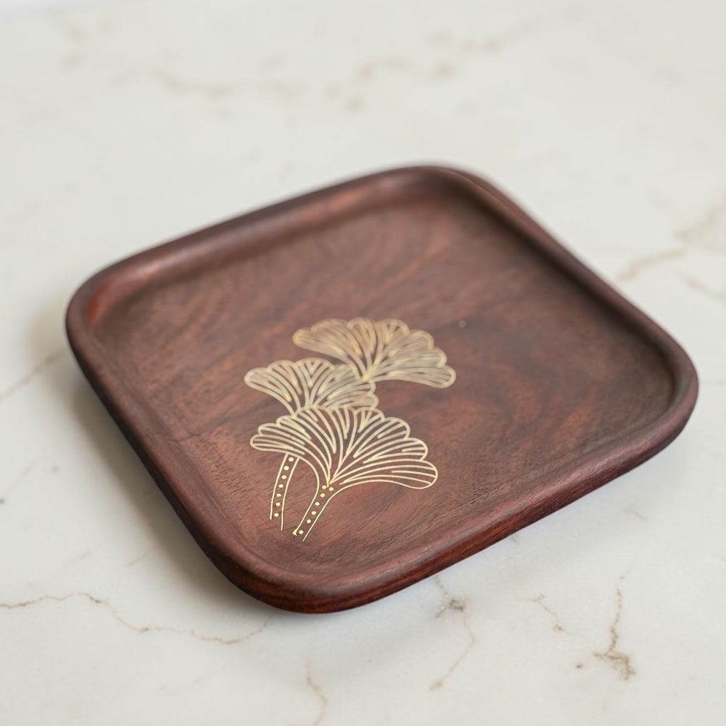Vanika Sheesham Tarkashi Tray (6 × 6”)