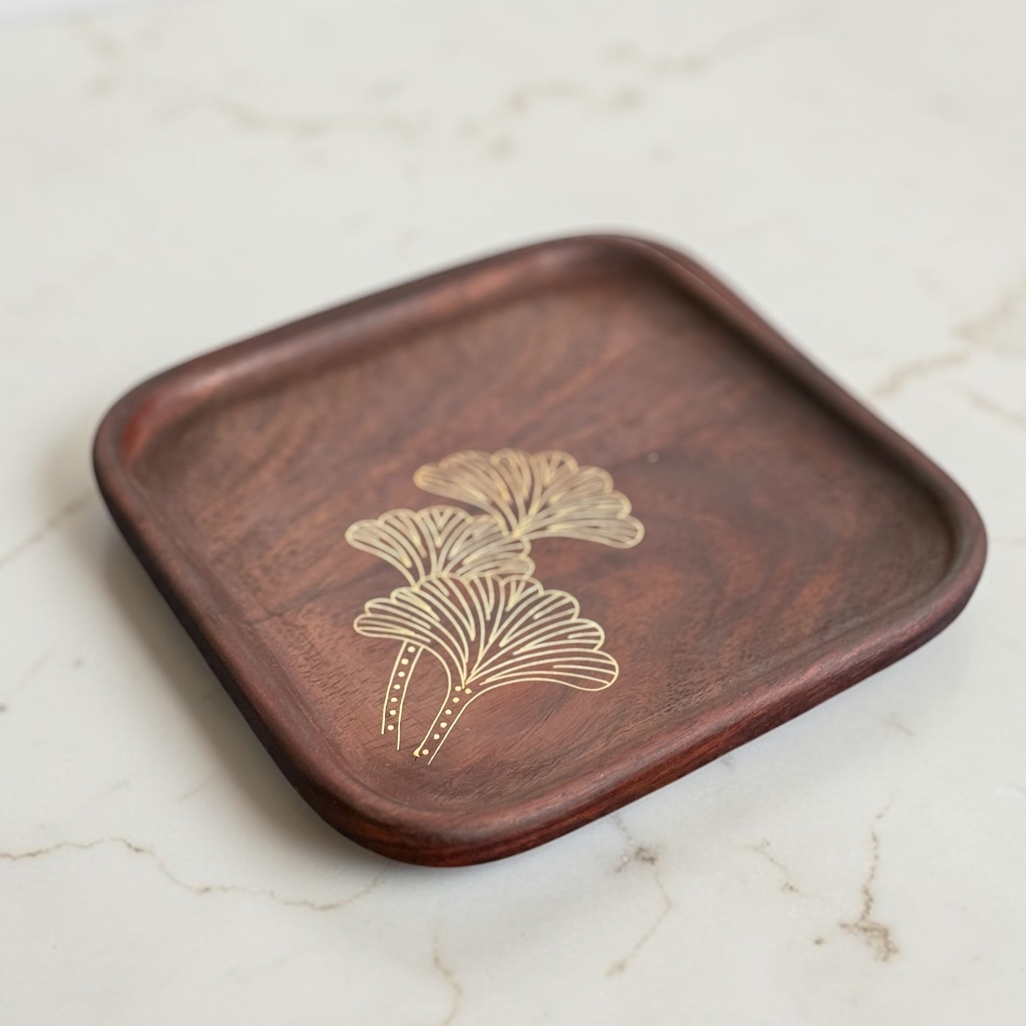 Vanika Sheesham Tarkashi Tray (6 × 6”)