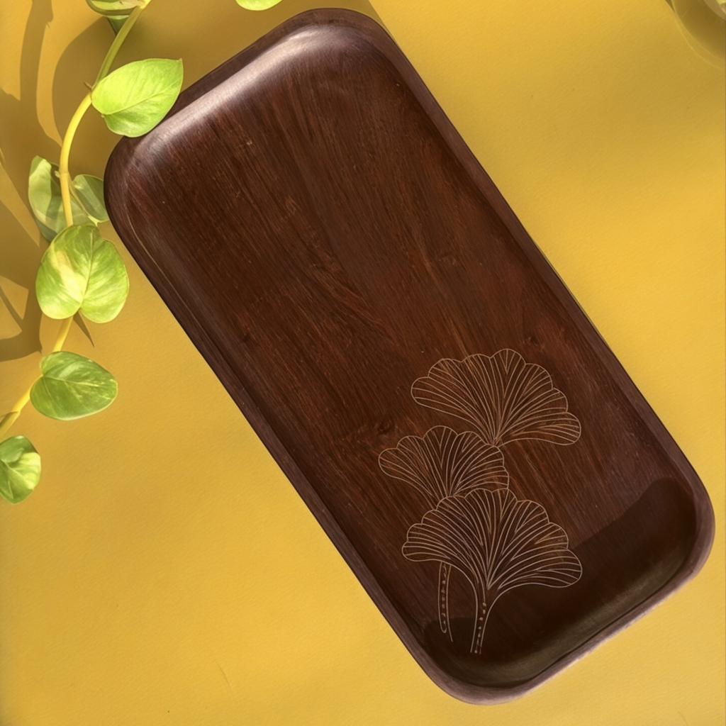 Vanika Sheesham Tarkashi Tray (12 × 6”)