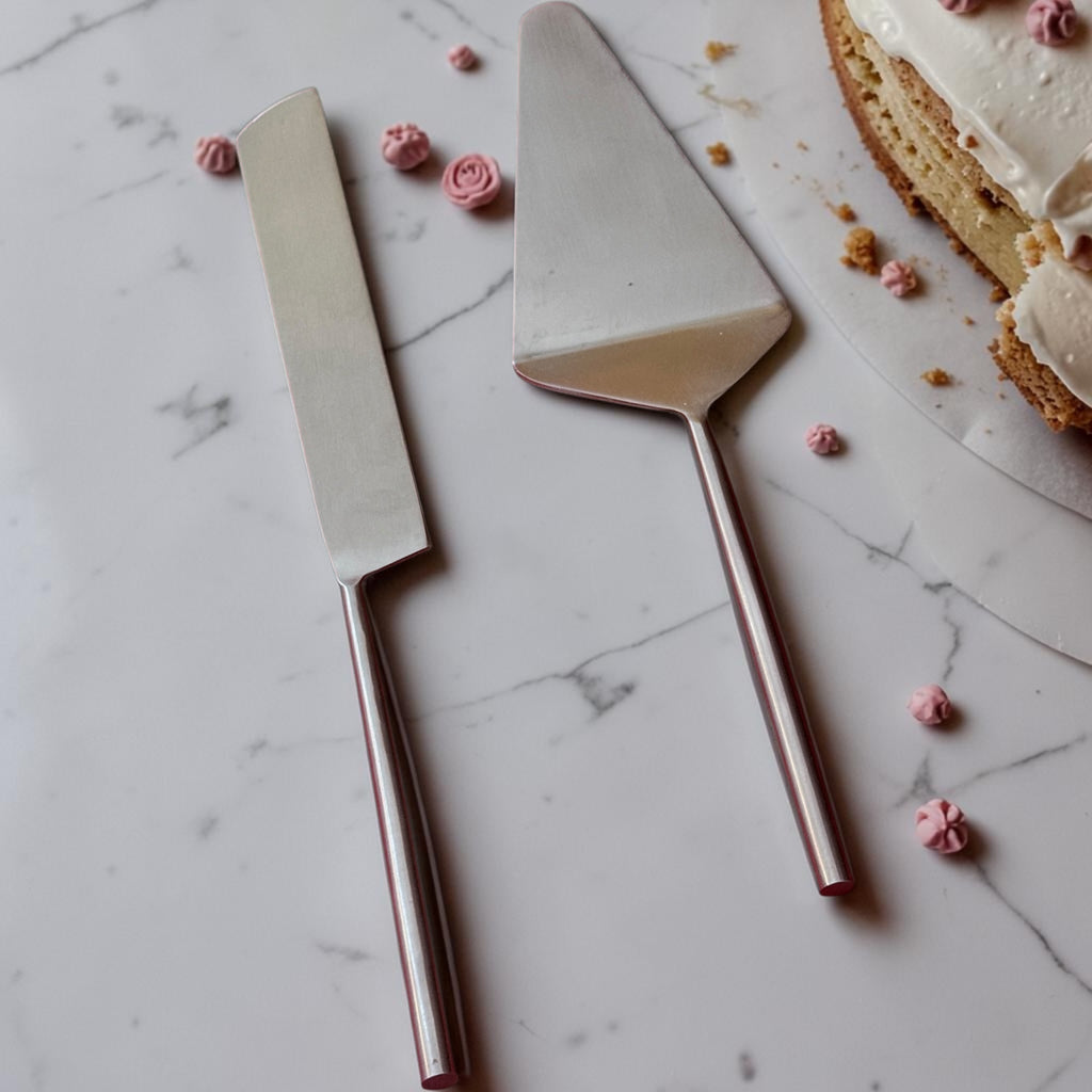 Shveta Stainless Steel Cake Cutlery Set (Set of 2) – Silver